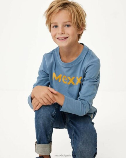 тениска с лого с дълъг ръкав ср син момчета X4BJ4949 Mexx